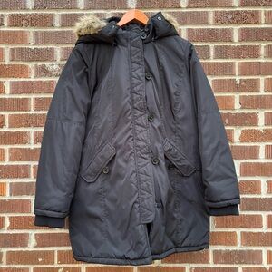 Hooded Warm Waterproof Women's Sz XL Quilted Black Coat Parka Jacket